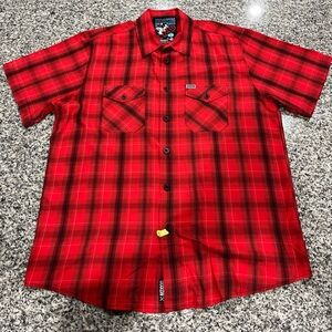 LIMITED EDITION: DIXXON “The Rocket” MENS XL SHORT SLEEVE BAMBOO SHIRT RED PLAID